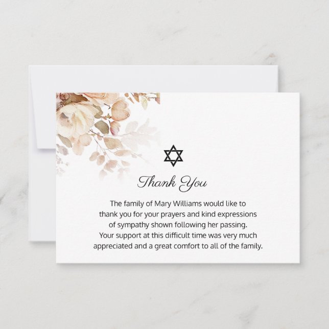 David Memorial Watercolor - stjärnan Tack (Framsida)