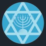 David Menorahs stjärna Runt Klistermärke<br><div class="desc">(utvalda många-produkter)Hanukah-symboler</div>