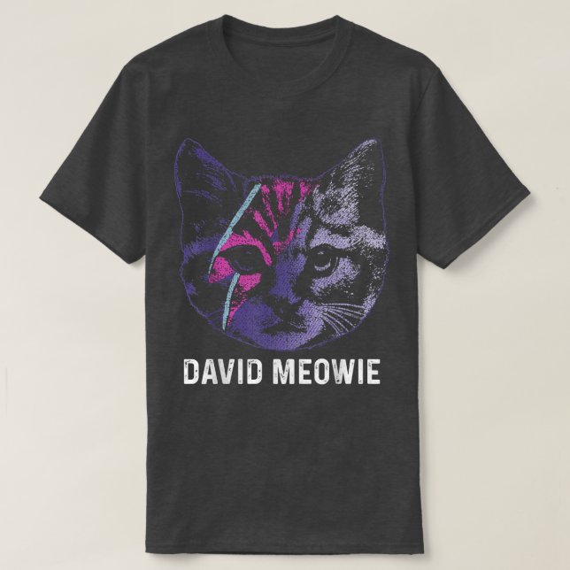 David Meowie Funny Cat Lover  T Shirt (Design framsida)
