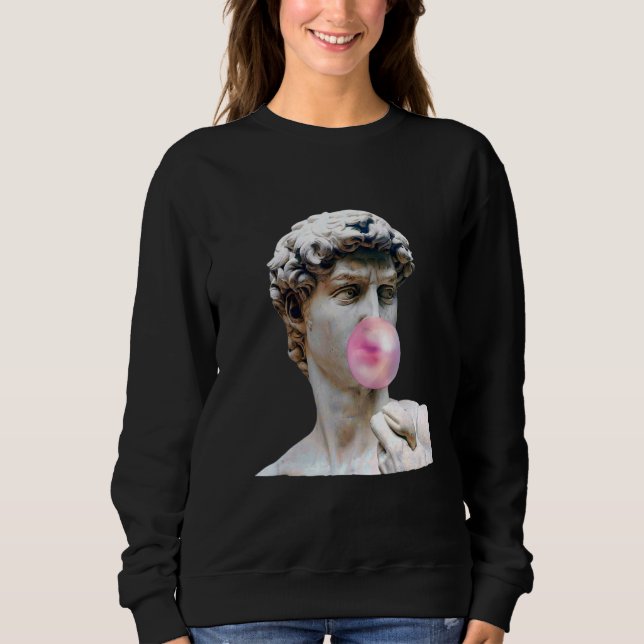 David Michelangelo Chewing Bubble Gum Statue Man W T Shirt (Framsida)