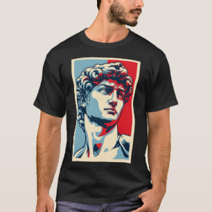 David Michelangelo i Pop Art: Blå-Röd Porträtt T Shirt
