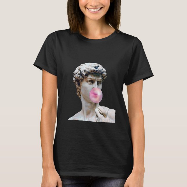 David Michelangelo med Bubblegum Statue Art Man W T Shirt (Framsida)