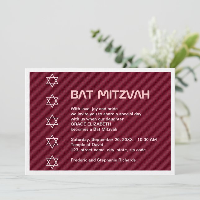 David Mönster Bat mitzvah stjärna Inbjudningar (Stående Fram)