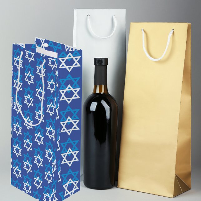David Mönster, blå/vit stjärna (Wine Gift Bag for Hannukah)