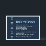 David Mönster Pub Mitzvahs stjärna Inbjudningar<br><div class="desc">David Mönster Pub Mitzvahs inbjudan har fem stjärnor mönster som är lodrätt justerat mot en strimlad bakgrund,  allt inom en vit gräns. Titeln "Pub Mitzvah" står i blått. Finns även för fladdermitzvahs. © Morgon 6</div>