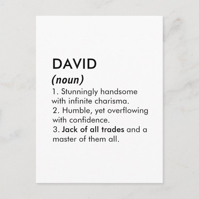 David name, Editable name, Custom name Vykort (Framsida)