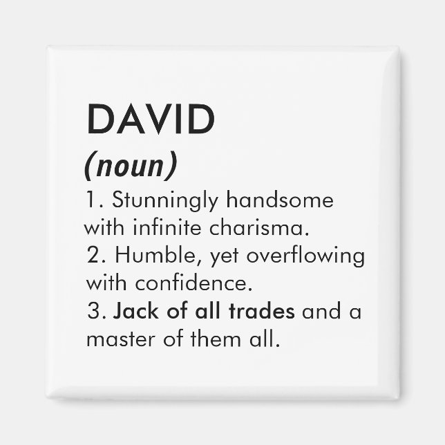 David namn, Redigerbart namn, Anpassat namn Magnet (Framsidan)