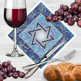 David Navy Blue Guld Jewish Pappersservett