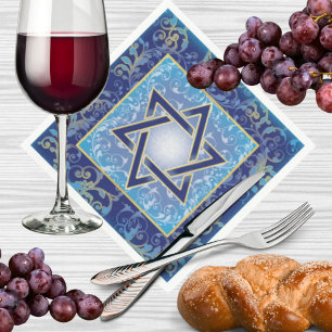 David Navy Blue Guld Jewish Pappersservett