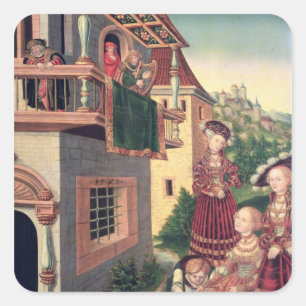 David och Bathsheba, 1528 Fyrkantigt Klistermärke