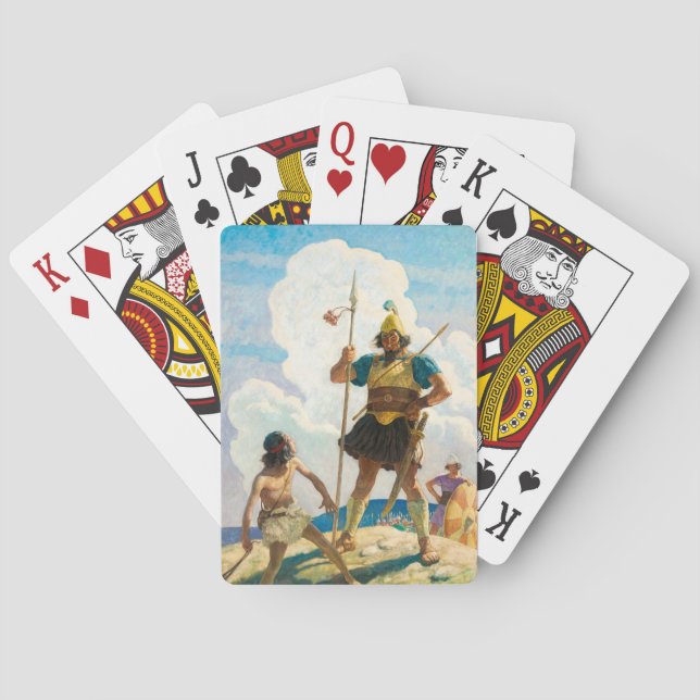 David och Goliath, 1940 av Newell Convers Wyeth Casinokort (Baksidan)