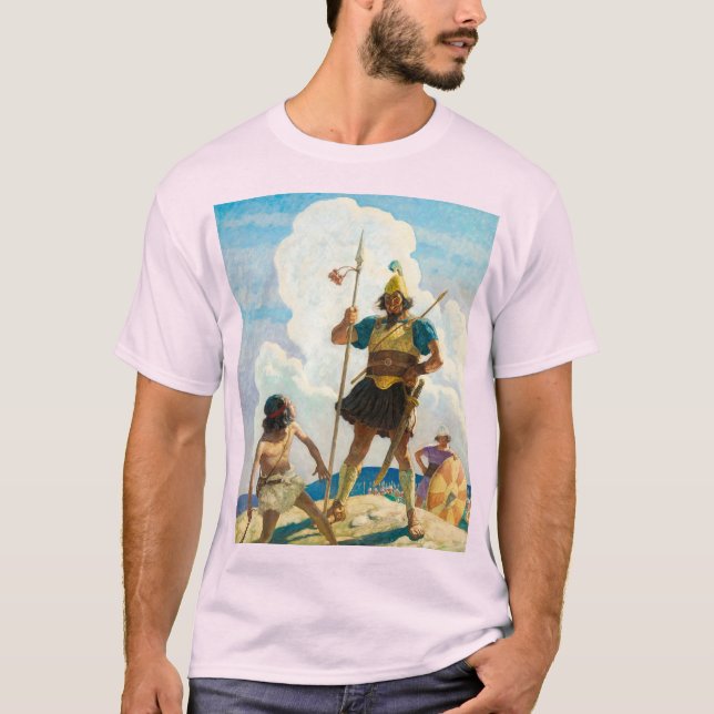 David och Goliath, 1940 av Newell Convers Wyeth T Shirt (Framsida)