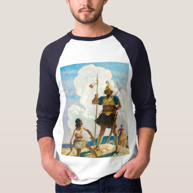David och Goliath, 1940 av Newell Convers Wyeth T Shirt (Framsida)