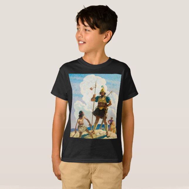 David och Goliath, 1940 av Newell Convers Wyeth T Shirt (Hel framsida)