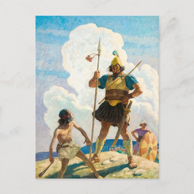 David och Goliath av Newell Convers Wyeth Helg Vykort (Framsida)
