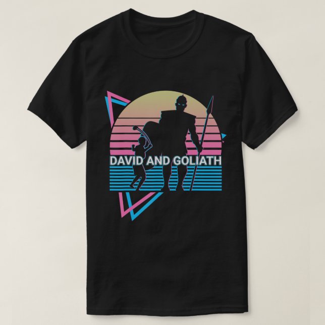 David och Goliath Christian Christianity Retro T-S T Shirt (Design framsida)