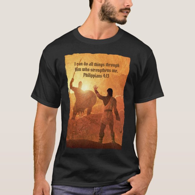 David och Goliath | Svartvit bibel verse T Shirt (Framsida)