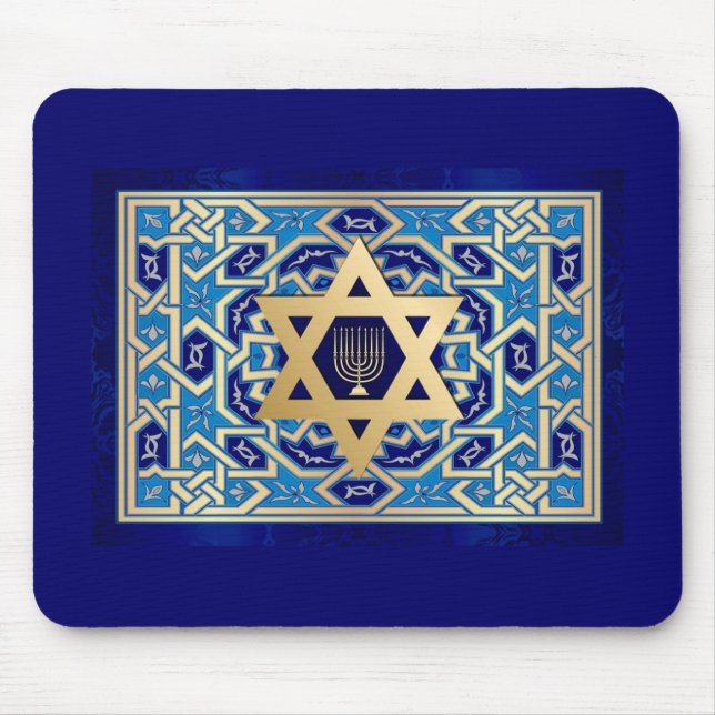 David och Menorah Jewish Helgdagars Gift Musmatta (Framsidan)