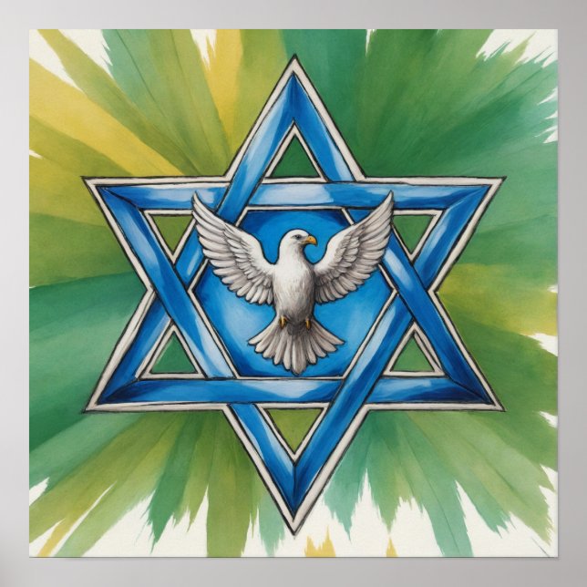 David och Peace Dove Watercolor Star Poster (Framsidan)