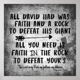 David och Sten Citat med Bible Verse Poster