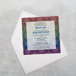 David Ombre Rainbow Pub Mitzvah Square Inbjudningar