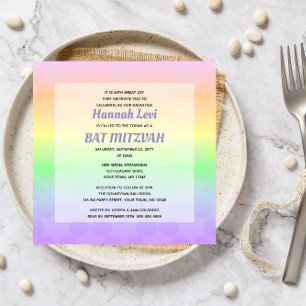 David Pastel Ombre Bat mitzvah Square Inbjudningar