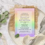 David Pastel Ombre Bat mitzvah stjärna Inbjudningar<br><div class="desc">Snyggt och klassiskt,  dessa Bat mitzvah inbjudningar har en stjärna av David mönster över en baksida av regnbågsgradient och är fullt anpassade att säga exakt vad du vill!</div>