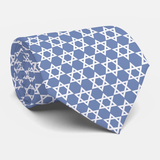 David Periwinkle Blue - Vit stjärna Slips (Rullad)