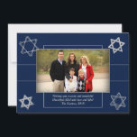 David Photos moderna Hanukkah Blue Silver Star av  Julkort<br><div class="desc">Minimal klassisk silver Pub/Bat mitzvah och Hanukkah moderna David Star mot en solid bakgrund skapar en elegant,  sofistikerad utformning. Om du vill ha mer information om färg eller matchande produkter kan du gå till JustFharryn @ Zazzle.com eller kontakta designern,  c/o Fharryn@yahoo.com Alla höger reserverade. #zazzlemade #christmasdecor</div>