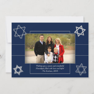 David Photos moderna Hanukkah Blue Silver Star av Julkort