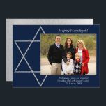 David Photos moderna Hanukkah Silver Blue Star av  Julkort<br><div class="desc">Minimal klassisk silver Pub/Bat mitzvah och Hanukkah moderna David Star mot en solid bakgrund skapar en elegant,  sofistikerad utformning. Om du vill ha mer information om färg eller matchande produkter kan du gå till JustFharryn @ Zazzle.com eller kontakta designern,  c/o Fharryn@yahoo.com Alla höger reserverade. #zazzlemade #christmasdecor</div>
