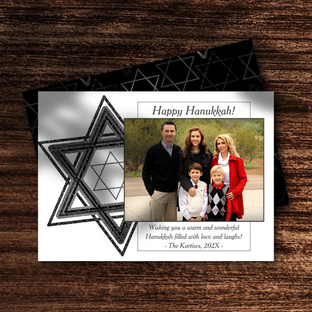 David Photos moderna Hanukkah Silver Wishful Star Julkort (Skapare uppladdad)