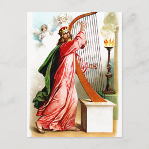 David praising gud vycard vykort