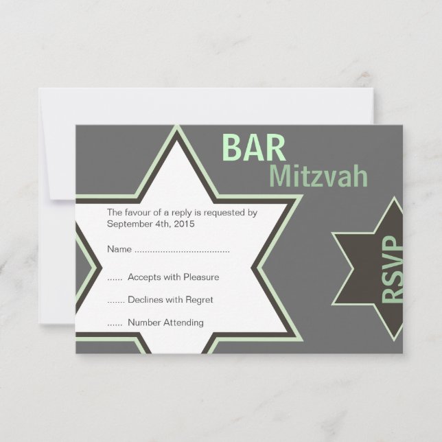 David Pub Mitzvah Grönt & Grått OSA Kort (Framsida)