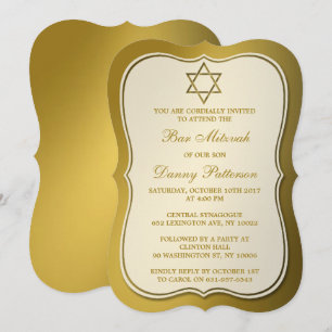 David Pub Mitzvah, judisk stjärna i Guld Inbjudningar