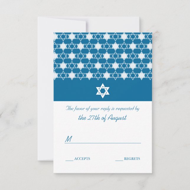 David Pub Mitzvah OSA kort:s moderna blå stjärnor (Framsida)