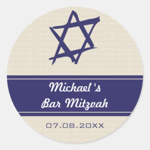 David Pub Mitzvah Stickers brustna Runt Klistermärke