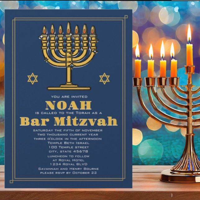 David Pub Mitzvah, stjärnan Guld och blått Inbjudningar (Skapare uppladdad)