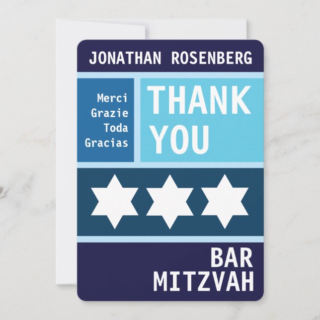 David Pub Mitzvah Tack med fet stjärna (Framsida)