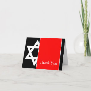 David Pub Mitzvah Tack, röd svart stjärna Tack Kort