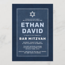 David pub mitzvahs moderna blå vita stjärna inbjudningar