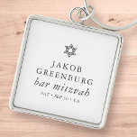 David Pub Mitzvahs moderna Elegant Star Fyrkantig Silverfärgad Nyckelring<br><div class="desc">Design består av sans serif-typografi och lekfull kursiv skripttypografi på en enkel bakgrund. Finns här: http://www.zazzle.com/store/selectpartysupplies</div>