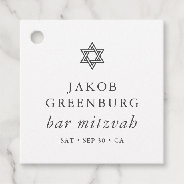 David Pub Mitzvahs moderna Elegant Star Gåvor Etiketter (Framsida)