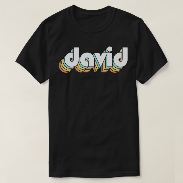 David Retro Rainbow Typography Faded Stil T Shirt (Design framsida)