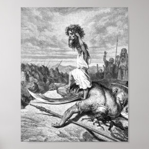 David Slays Goliath från Gustave Dore 1886 Poster