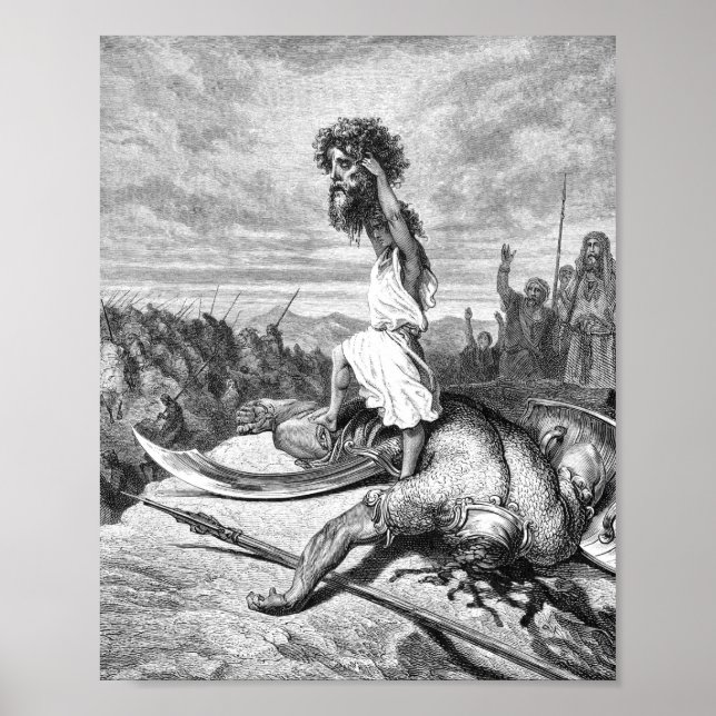 David Slays Goliath från Gustave Dore 1886 Poster (Framsidan)