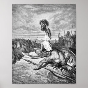 David Slays Goliath från Gustave Dore 1886 Poster