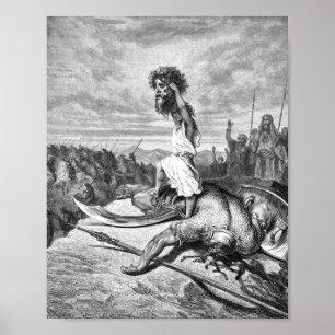 David Slays Goliath från Gustave Dore 1886 Poster