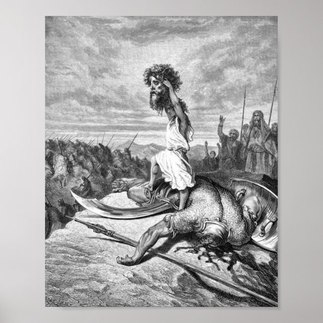 David Slays Goliath från Gustave Dore 1886 Poster (Framsidan)