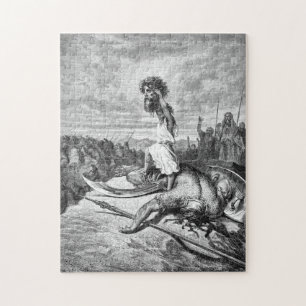 David Slays Goliath från Gustave Dore 1886 Pussel